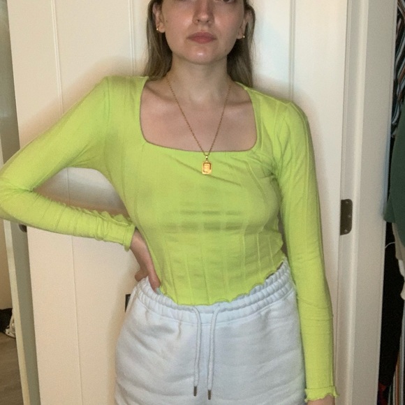 Urban outfitters neon green top size small - Picture 2 of 3